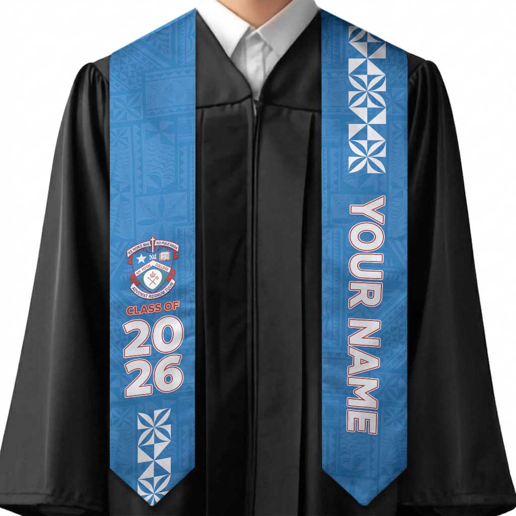 Custom Apifoou College Graduation Stole Tongan Ngatu Pattern