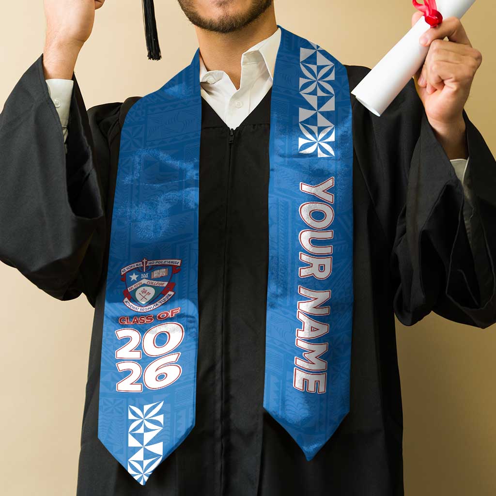 Custom Apifoou College Graduation Stole Tongan Ngatu Pattern