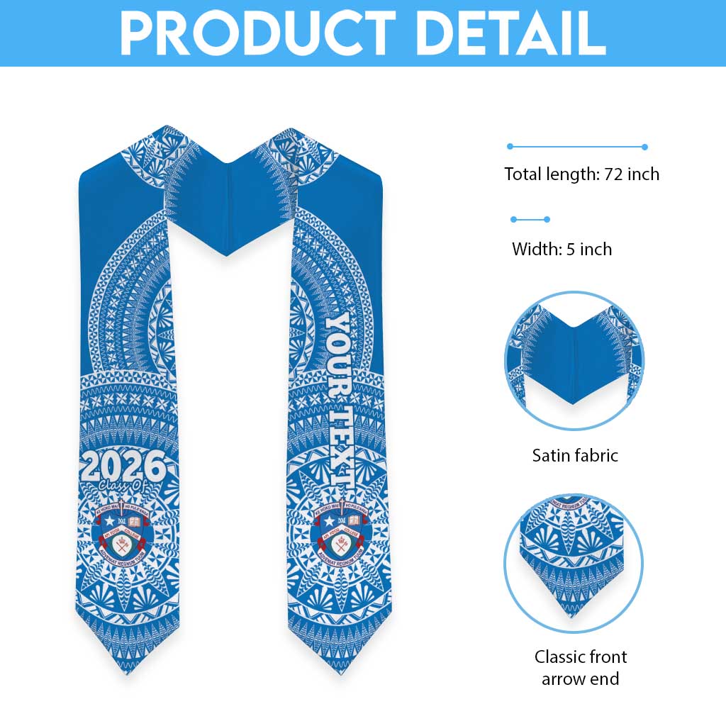 Custom Apifoou Tonga College Graduation Stole Class Of Year Tongan Ngatu Pattern