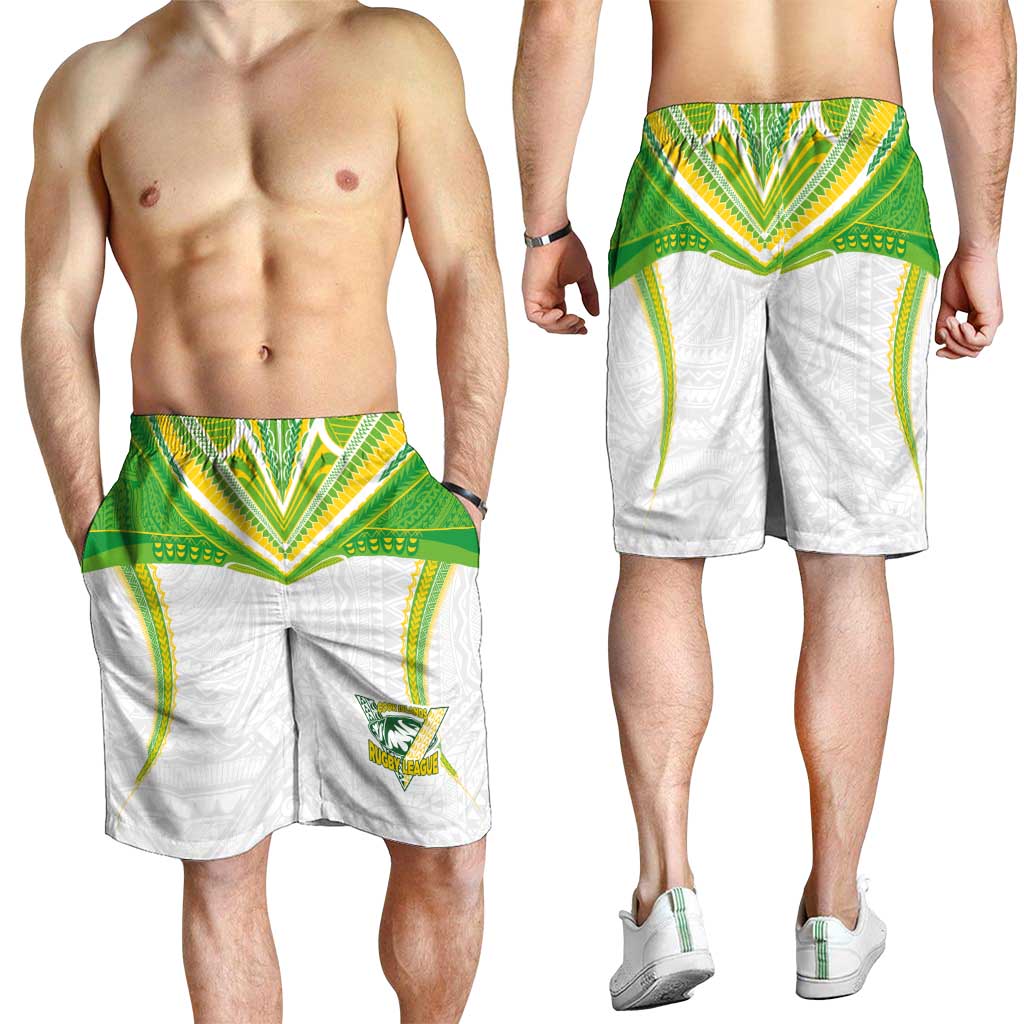 Custom Cook Islands Rugby Shorts for Men Tatau Art Sport Style White Color LT03 - Polynesian Pride
