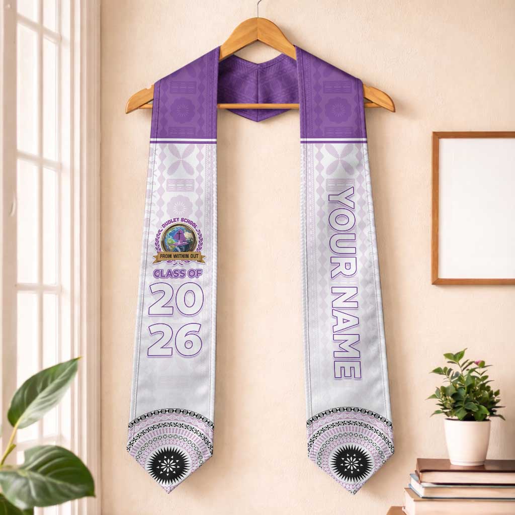 Custom Dudley School Graduation Stole With Fijian Tapa Pattern