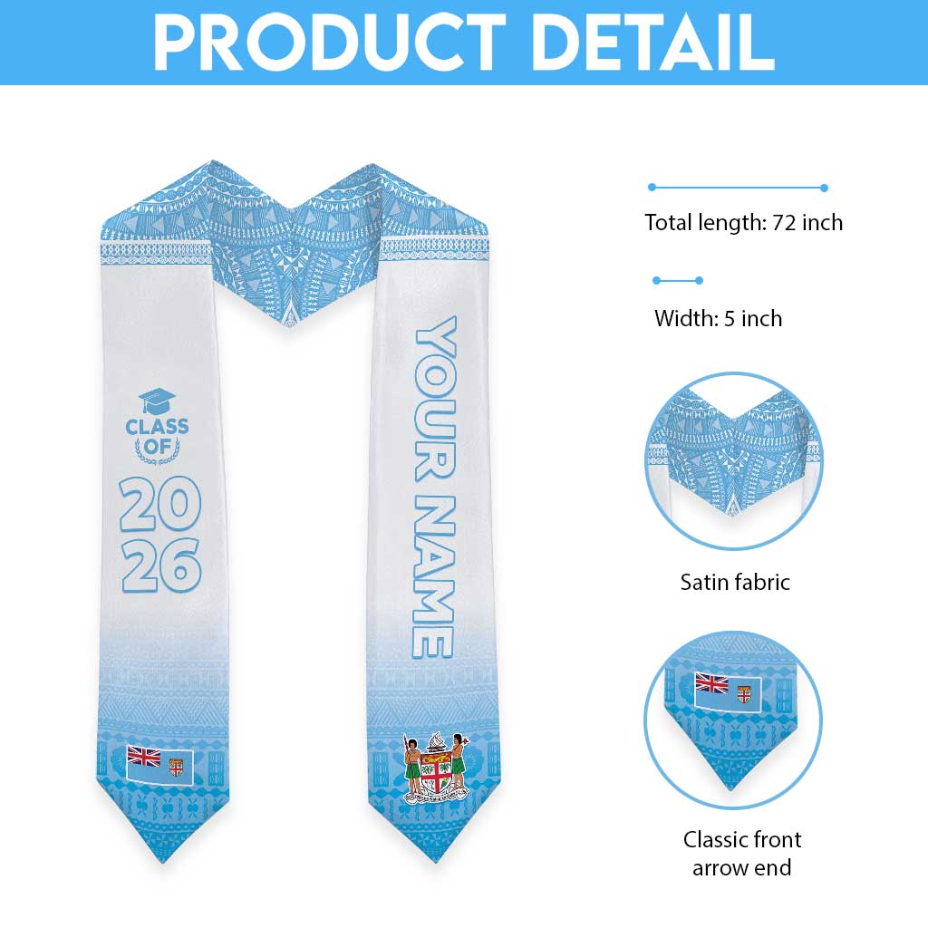 Custom Fiji Graduation Stole Fijian Tapa Pattern