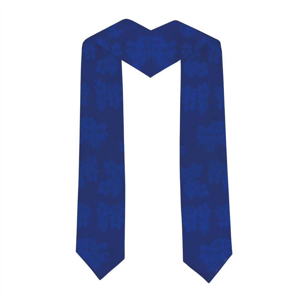 Custom Guam Graduation Stole Guaman Seal Blue Floral Design LT05 - Polynesian Pride