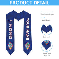 Custom Guam Graduation Stole Guaman Seal Blue Floral Design LT05 - Polynesian Pride