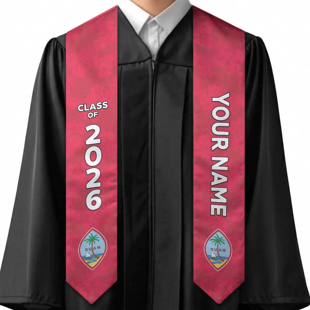 Custom Guam Graduation Stole Guaman Seal Red Floral Design LT05 - Polynesian Pride