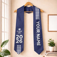 Custom Hawaii Graduation Stole Kakau Pattern Blue Version