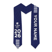 Custom Hawaii Graduation Stole Kakau Pattern Blue Version