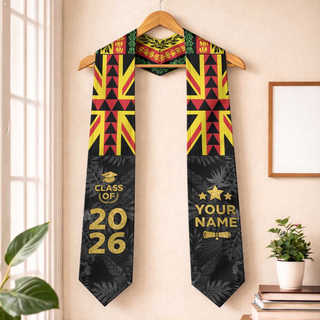 Custom Hawaii Graduation Stole Kakau Pattern With Leis