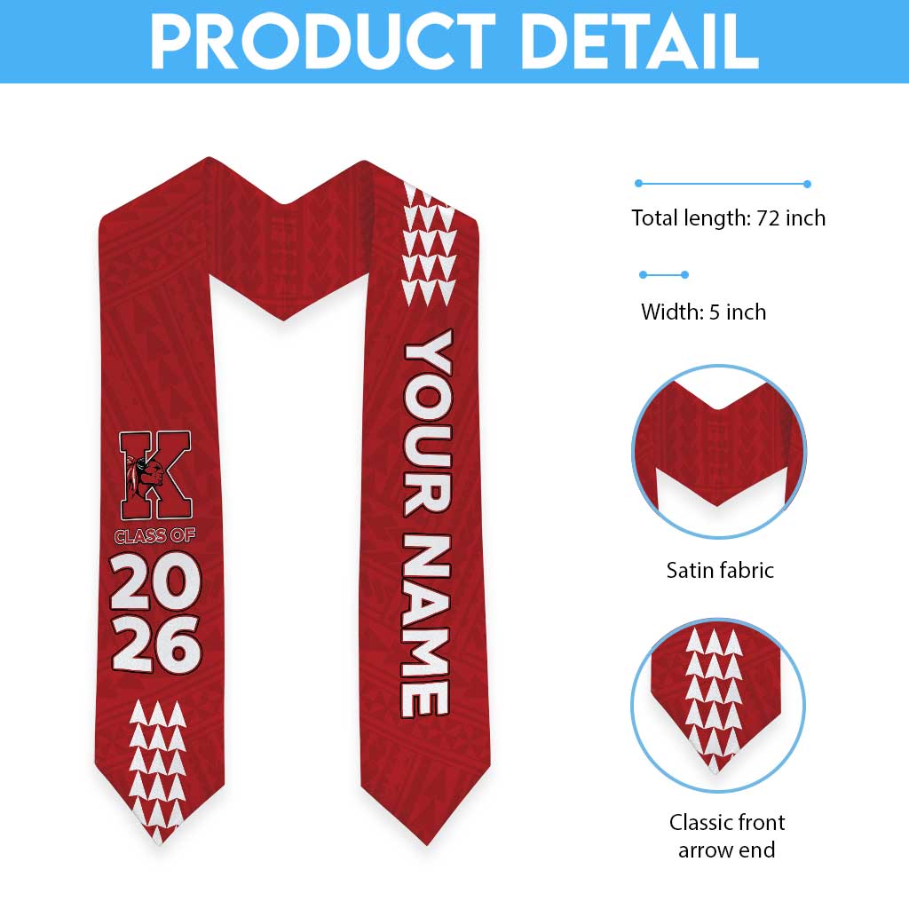 Custom Hawaii Kahuku High & Intermediate School Graduation Stole Kakau Pattern