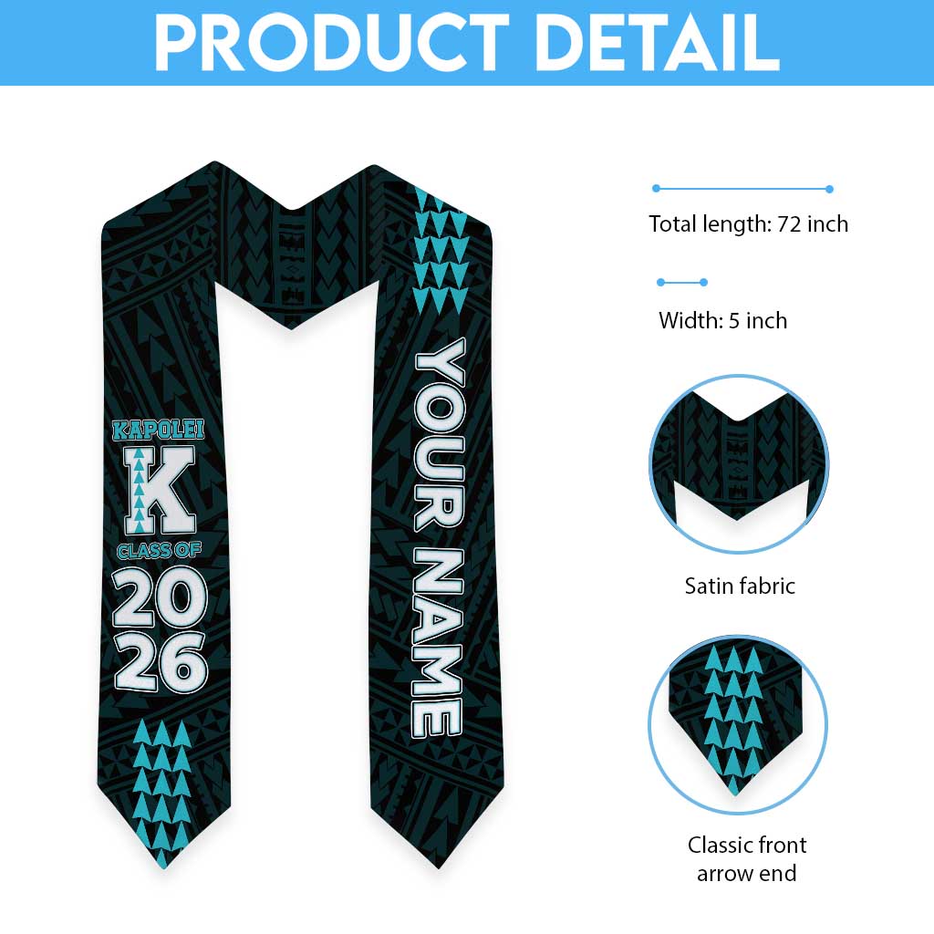 Custom Hawaii Kapolei High School Graduation Stole Kakau Pattern LT05 - Polynesian Pride