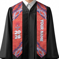 Custom Hawaii Keaau High School Graduation Stole Tapa Pattern With Leis