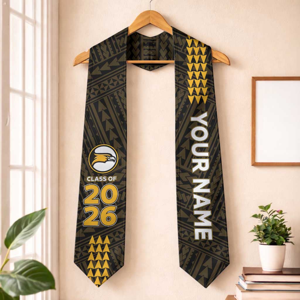 Custom Hawaii Nanakuli High And Intermediate School Graduation Stole Kakau Pattern LT05 One Size Black - Polynesian Pride