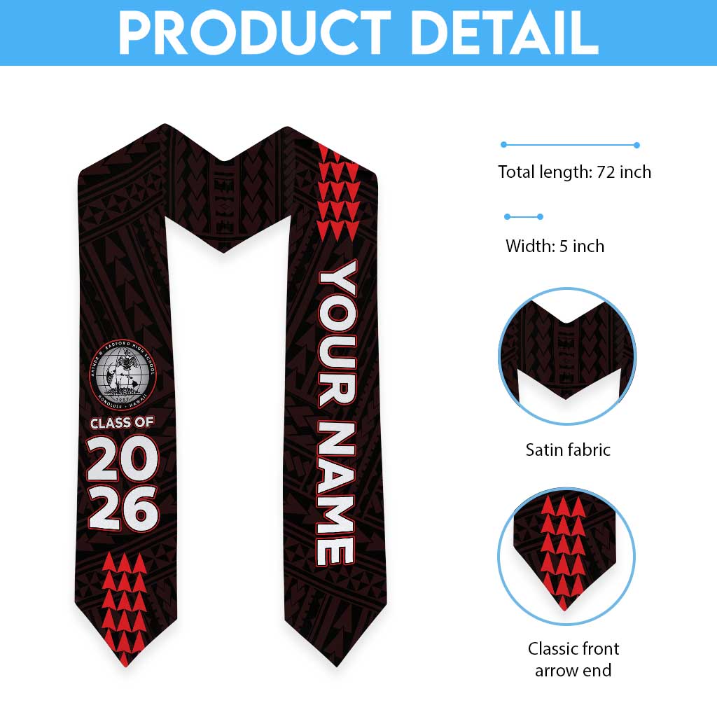 Custom Hawaii Radford High School Graduation Stole Kakau Pattern