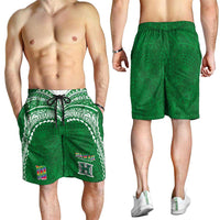 Custom Hawaii Rainbow Warriors Shorts for Men Polynesian Motif Green Color