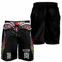 Custom Hawaii Rainbow Warriors Shorts for Men Polynesian Motif Special Edition Rainbow Gradient