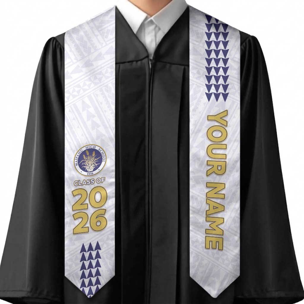 Custom Hawaii Waipahu High School Graduation Stole Kakau Pattern