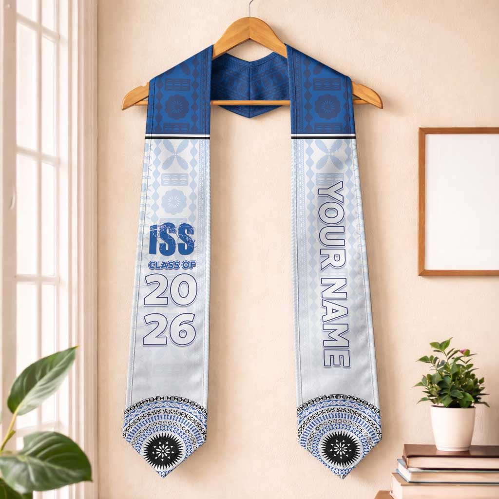 Custom International School Suva Graduation Stole With Fijian Tapa Pattern