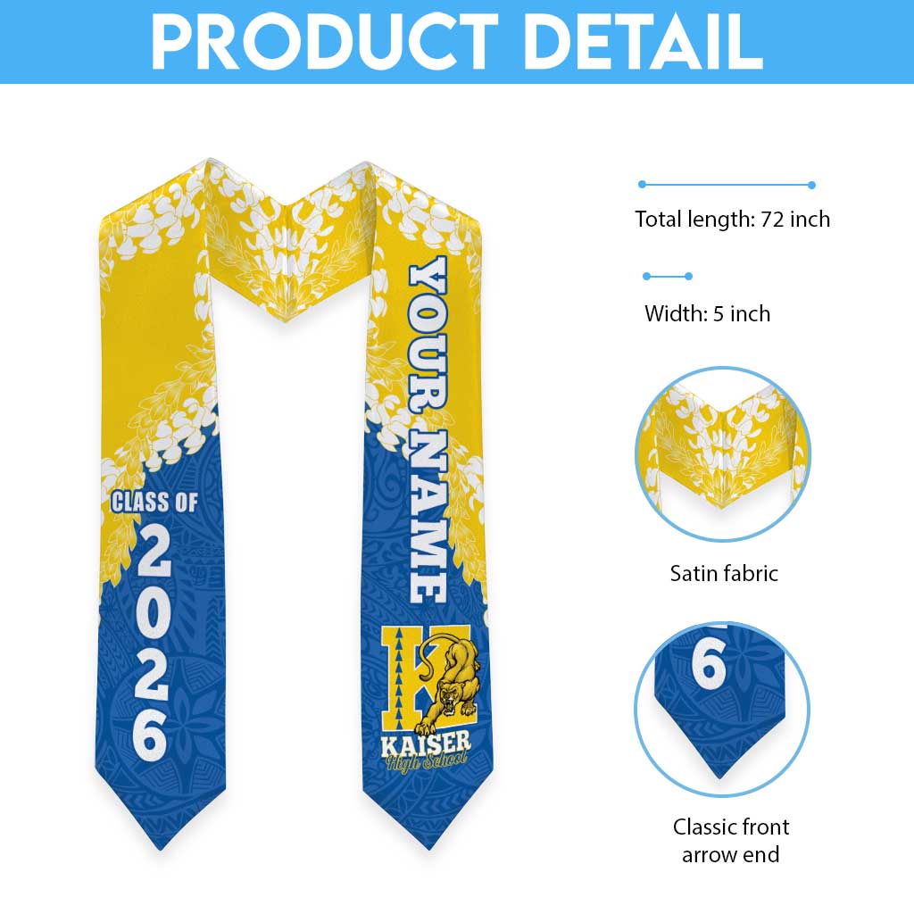 Custom Kaiser Hawaii High School Graduation Stole Class Of Year Puakenikeni Lei Hawaiian Pattern LT14 - Polynesian Pride