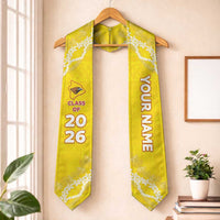 Custom Ke Kula O Ehunuikaimalino Graduation Stole Tapa Pattern With Leis