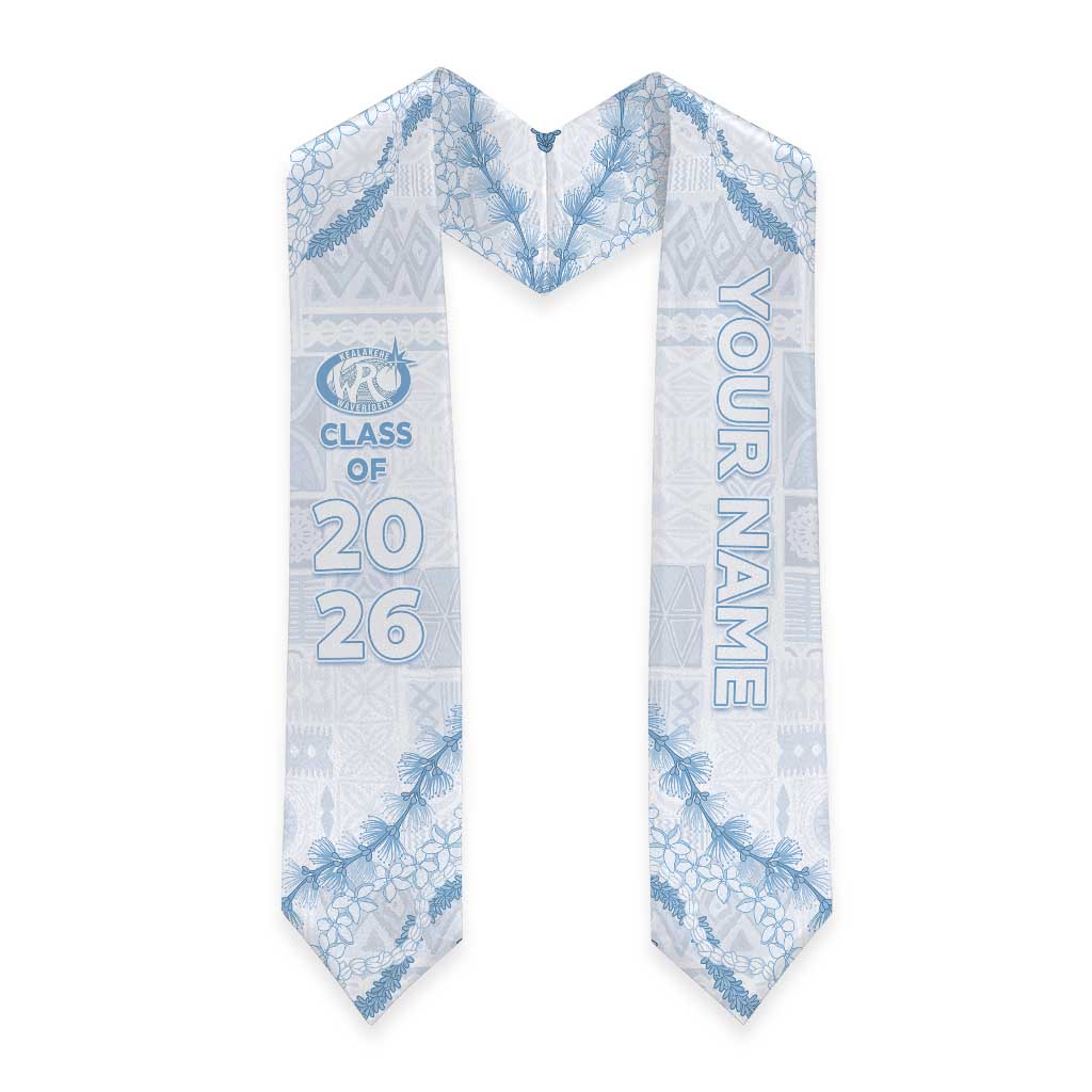 Custom Kealakehe High School Graduation Stole Tapa Pattern With Leis