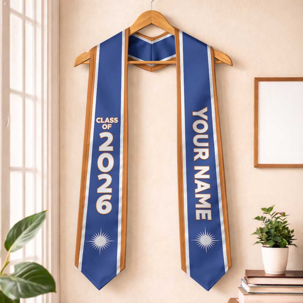 Custom Marshall Islands Graduation Stole Flag Style LT05 One Size Blue - Polynesian Pride