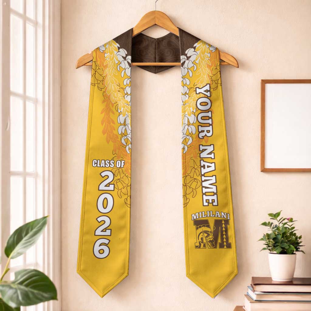 Custom Mililani Hawaii High School Graduation Stole Class Of Year Puakenikeni Lei Hawaiian Pattern