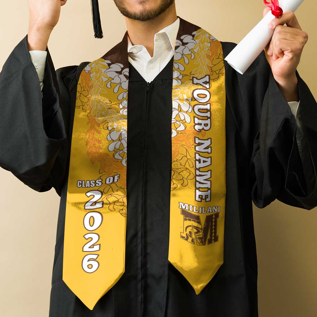 Custom Mililani Hawaii High School Graduation Stole Class Of Year Puakenikeni Lei Hawaiian Pattern LT14 - Polynesian Pride
