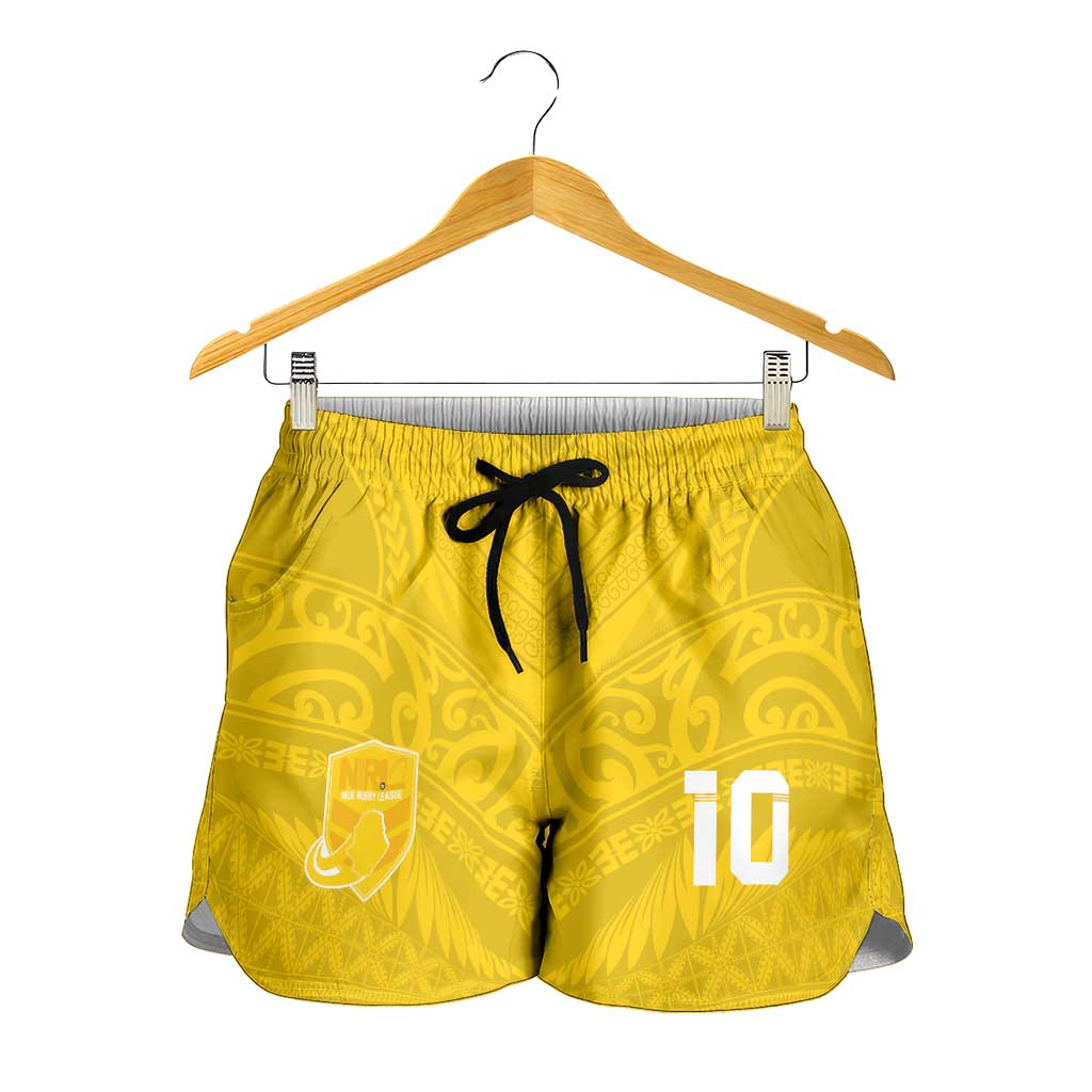 Custom Niue Rugby Shorts for Women Hiapo Tribal Motifs Sporty Style - Polynesian Pride
