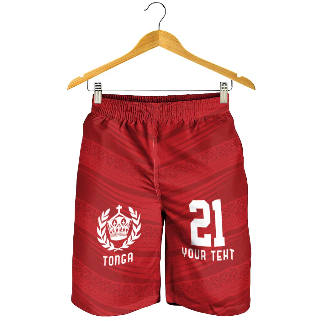 Custom Pacific Rugby Spirit Shorts for Men Tonga Ngatu Pride Red Edition - Polynesian Pride