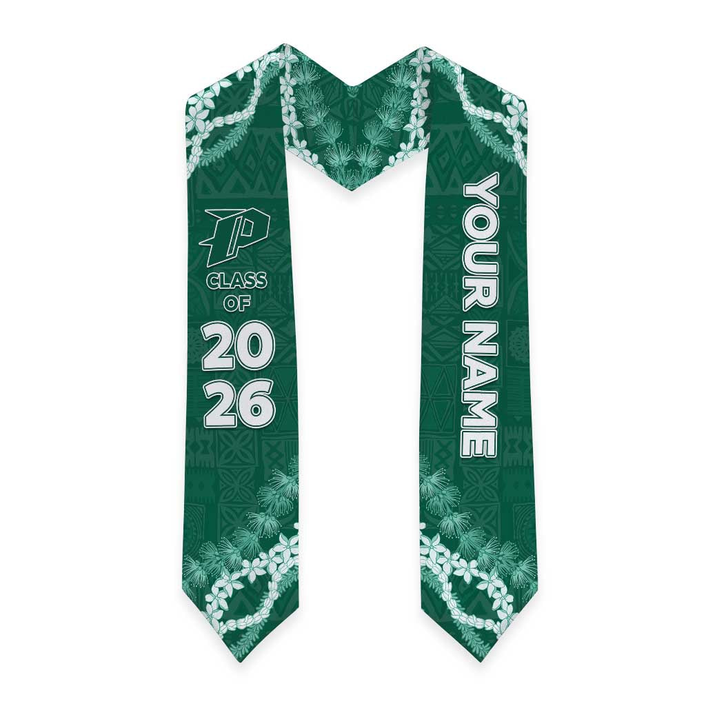 Custom Pahoa High And Intermediate School Graduation Stole Tapa Pattern With Leis LT05 - Polynesian Pride