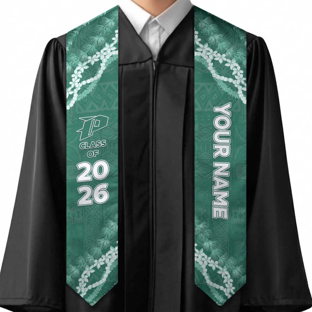 Custom Pahoa High And Intermediate School Graduation Stole Tapa Pattern With Leis LT05 - Polynesian Pride