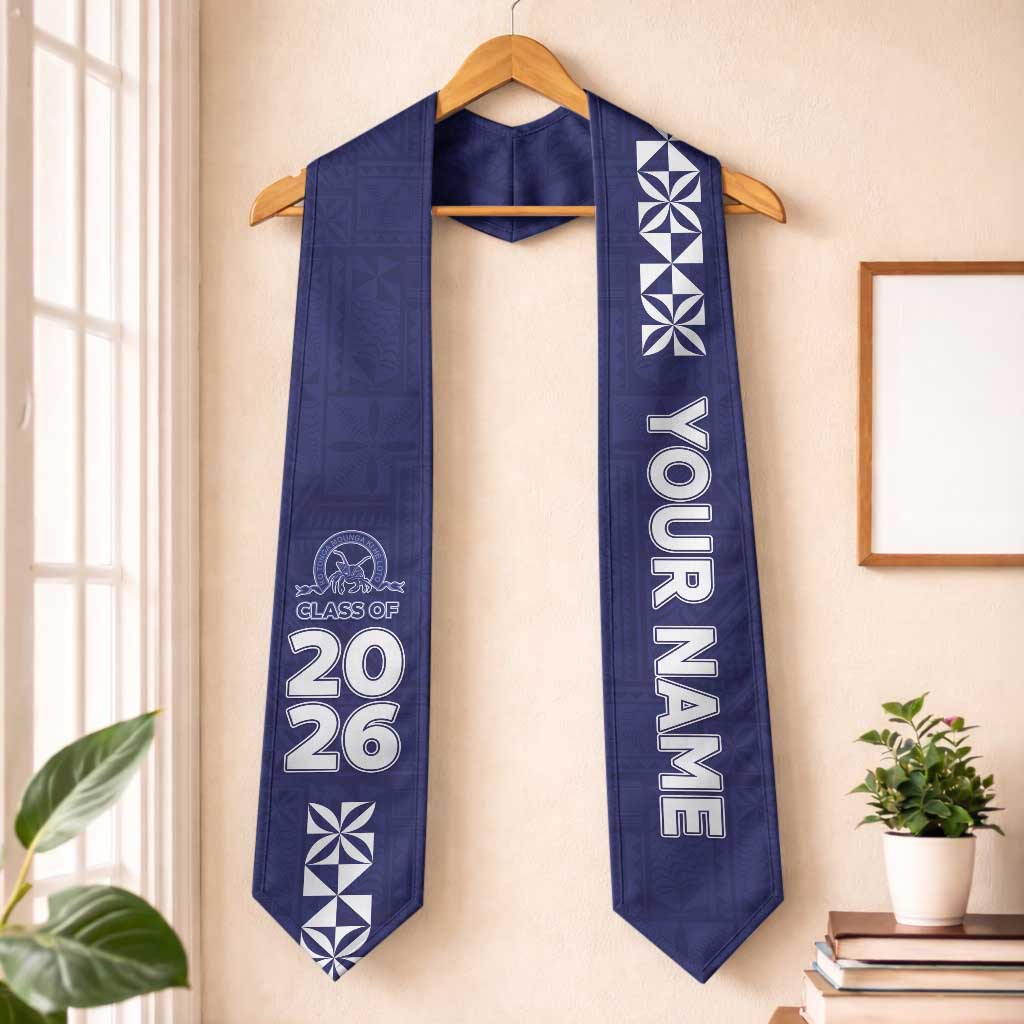 Custom Queen Salote College Graduation Stole Tongan Ngatu Pattern