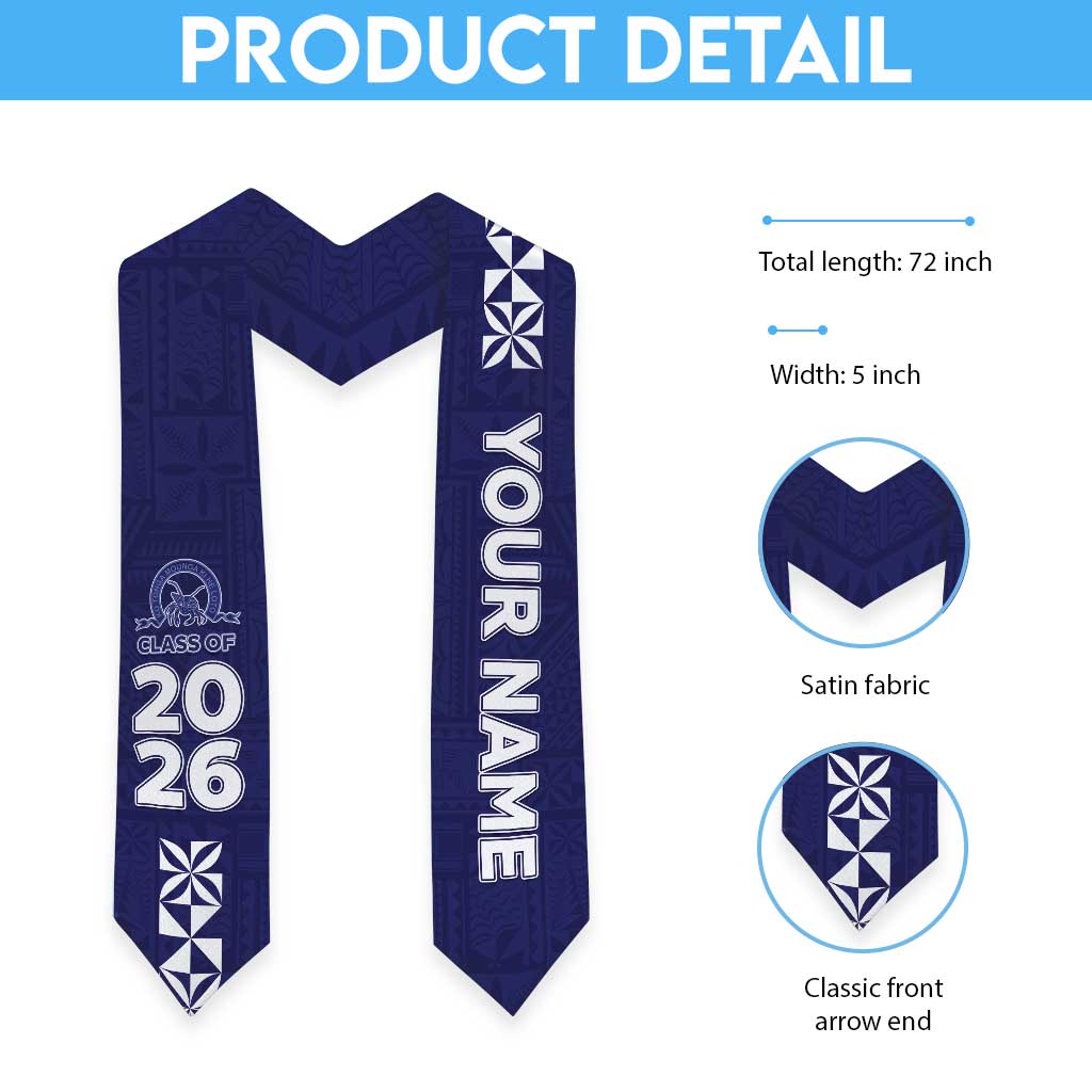 Custom Queen Salote College Graduation Stole Tongan Ngatu Pattern