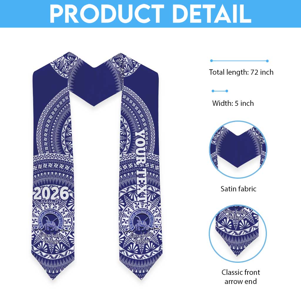 Custom Queen Salote College Tonga Graduation Stole Class Of Year Tongan Ngatu Pattern
