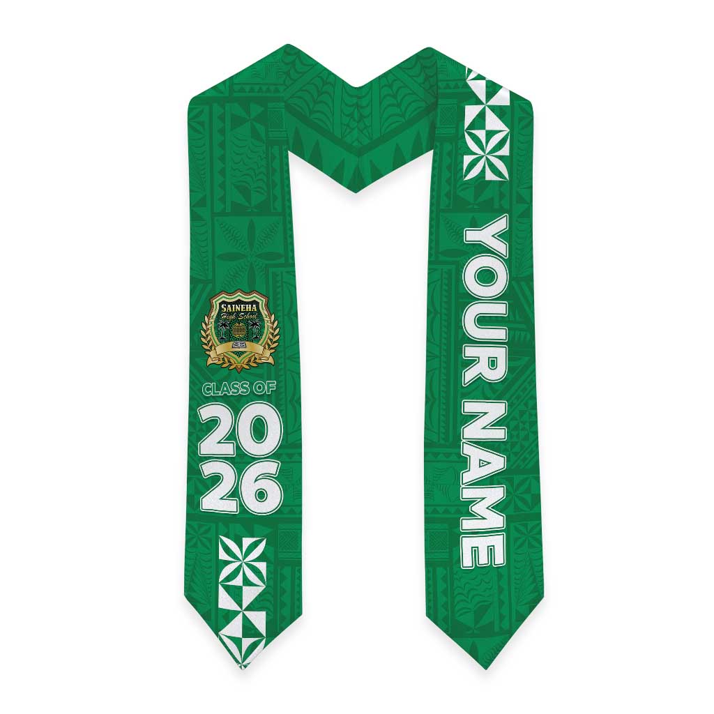 Custom Saineha High School Graduation Stole Tongan Ngatu Pattern