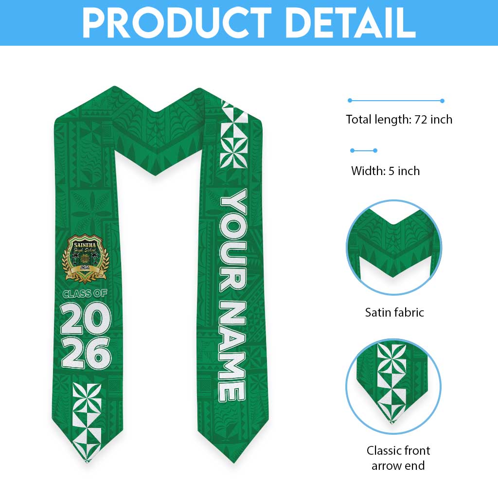 Custom Saineha High School Graduation Stole Tongan Ngatu Pattern