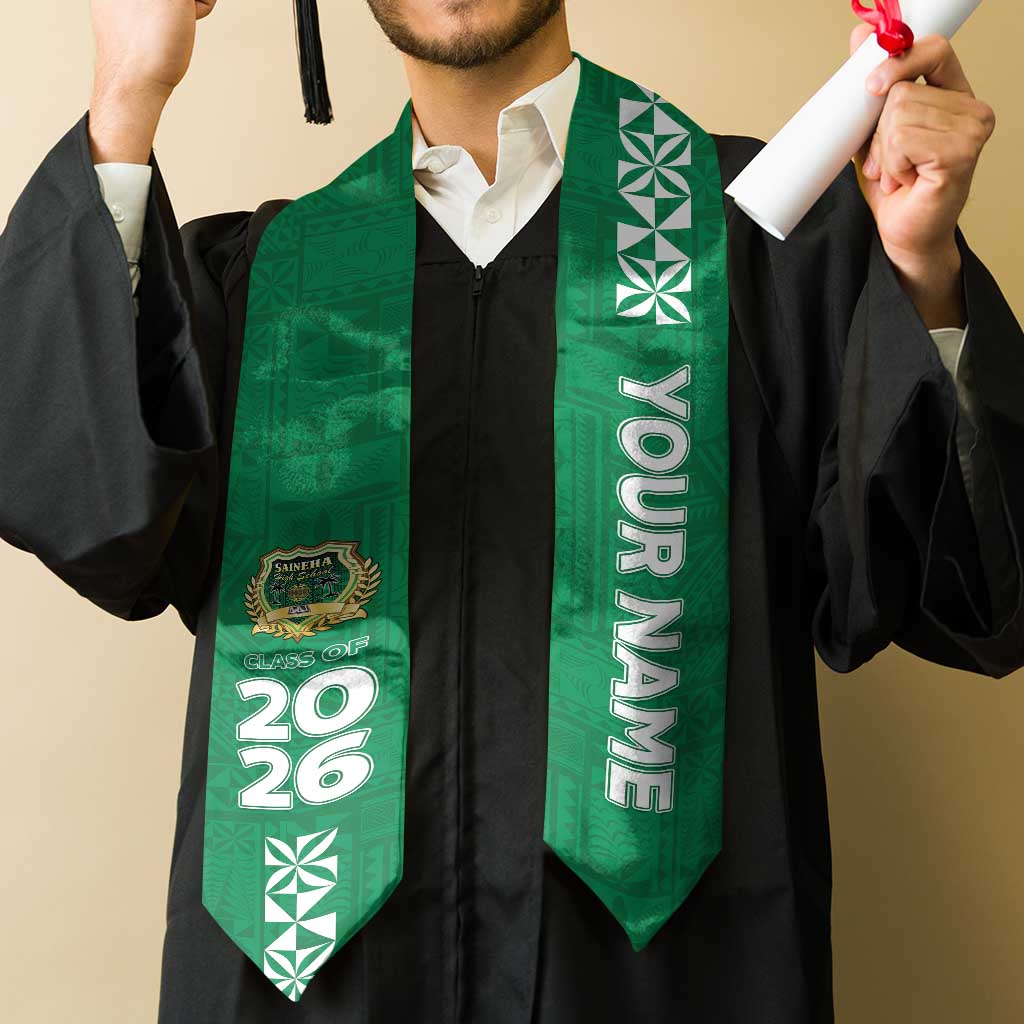 Custom Saineha High School Graduation Stole Tongan Ngatu Pattern