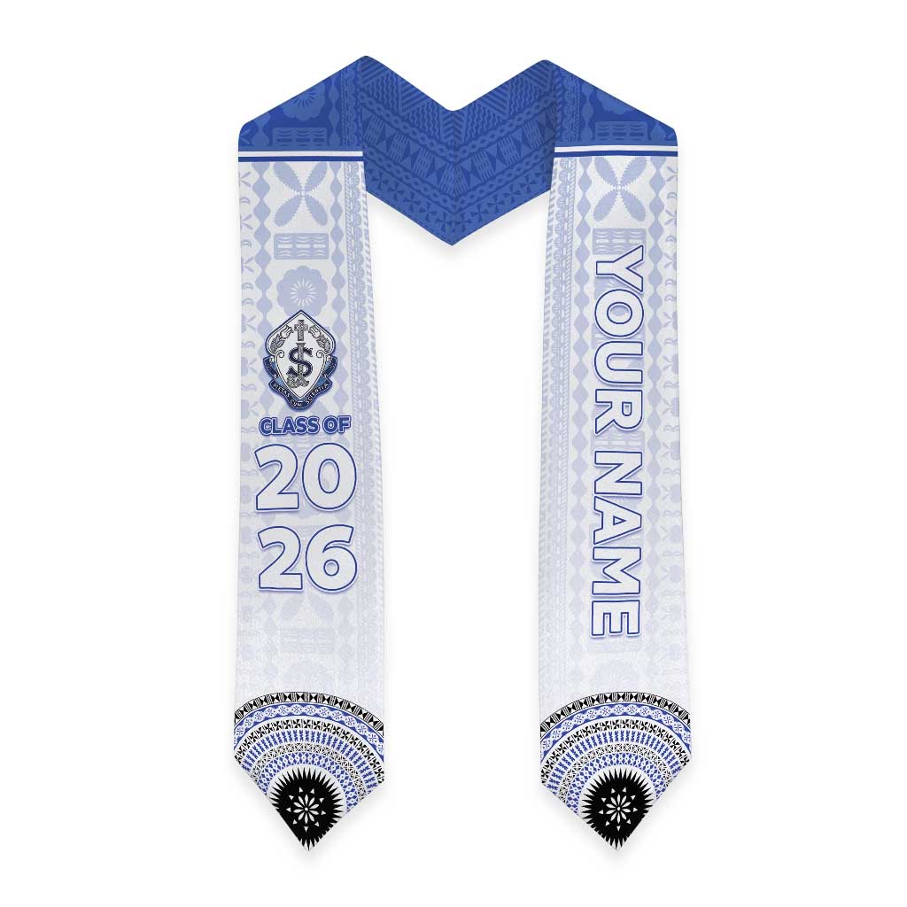 Custom St Joseph's Secodary School Graduation Stole With Fijian Tapa Pattern