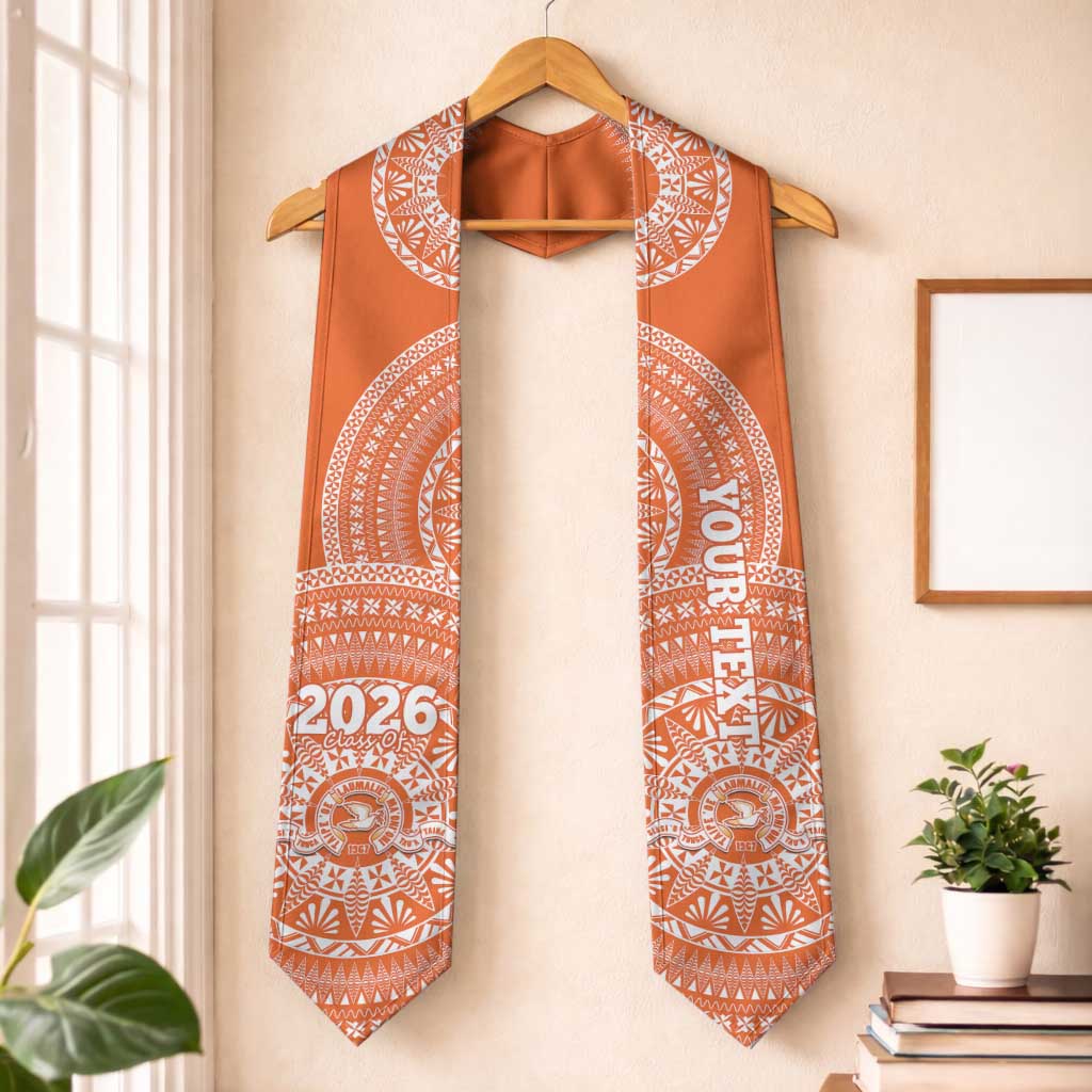 Custom Tailulu Tonga College Graduation Stole Class Of Year Tongan Ngatu Pattern LT14 One Size Orange - Polynesian Pride