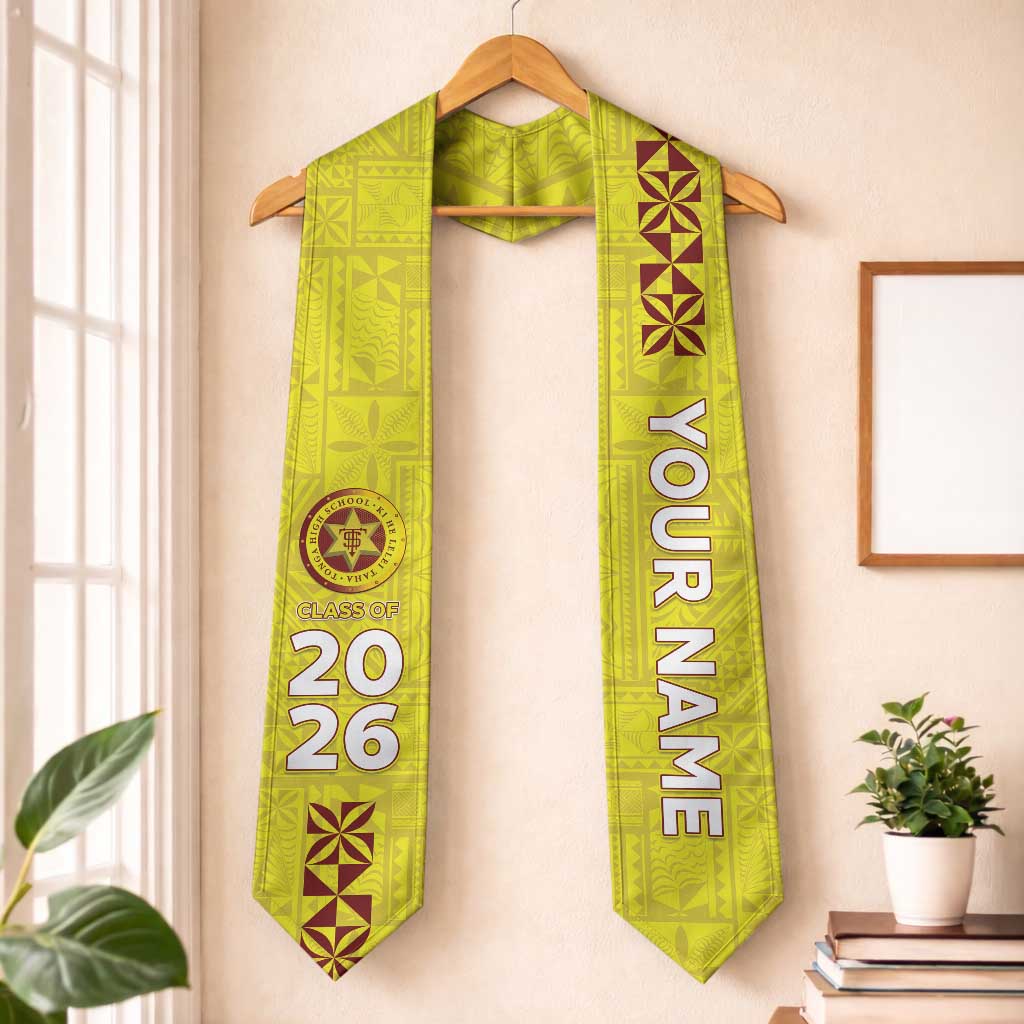 Custom Tonga High School Graduation Stole Tongan Ngatu Pattern LT05 One Size Yellow - Polynesian Pride