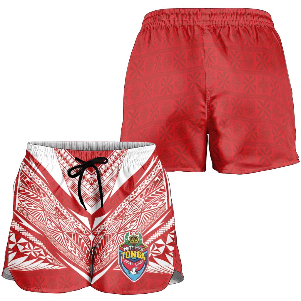 Custom Tonga Rugby Shorts for Women Ngatu Motifs and Pacific Patterns