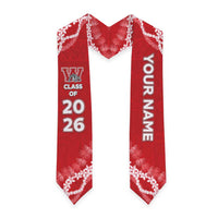Custom Waialua High And Intermediate School Graduation Stole Tapa Pattern With Leis