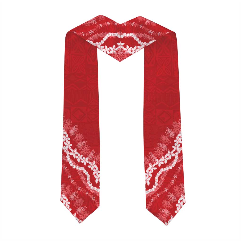 Custom Waialua High And Intermediate School Graduation Stole Tapa Pattern With Leis