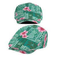 Cyan Hawaii Hibiscus Tropical Flowers Motifs Jeff Hat - Polynesian Pride