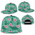 Cyan Hawaii Hibiscus With Tropical Flowers Motifs Snapback Cap - Polynesian Pride