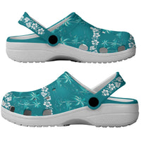 Cyan Hawaii Palm Tree Hibiscus Clogs Shoes Fantasy Summer Vibe