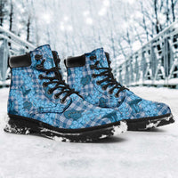 Cyan Palaka Hawaii Cowboy All Season Boots Puakenikeni Lei Paniolo Papale Seamless Vibes - Polynesian Pride