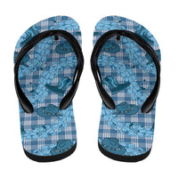 Cyan Palaka Hawaii Cowboy Flip Flops Puakenikeni Lei Paniolo Papale Seamless Vibes - Polynesian Pride