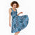 Cyan Palaka Hawaii Cowboy Midi Dress Puakenikeni Lei Paniolo Papale Seamless Vibes - Polynesian Pride
