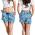 Cyan Palaka Hawaii Cowboy Shorts for Women Puakenikeni Lei Paniolo Papale Seamless Vibes - Polynesian Pride